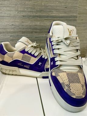Louis Vuitton LV Men’s Trainers -Low Purple #54 Damier Edition-size 6